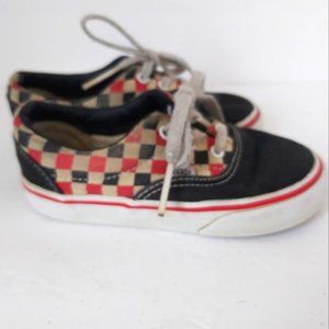 VANS | Checkerboard Canvas Toddler Shoes Unisex Runners Red Black Size 8